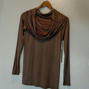 Paper+Tee Tan Cowl Neck Long sleeves Top